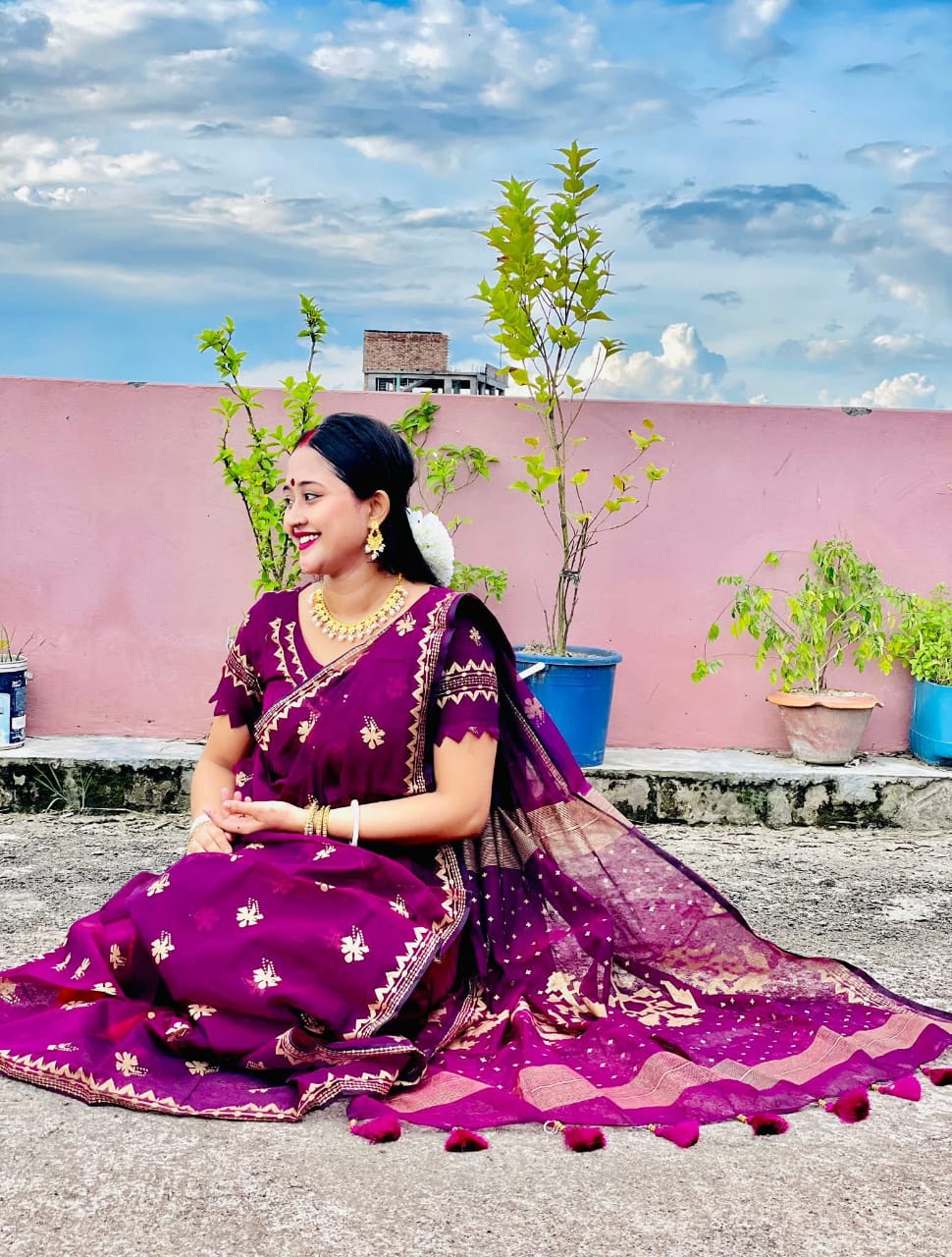 Semi Moslin Sharee with Blouse Piece